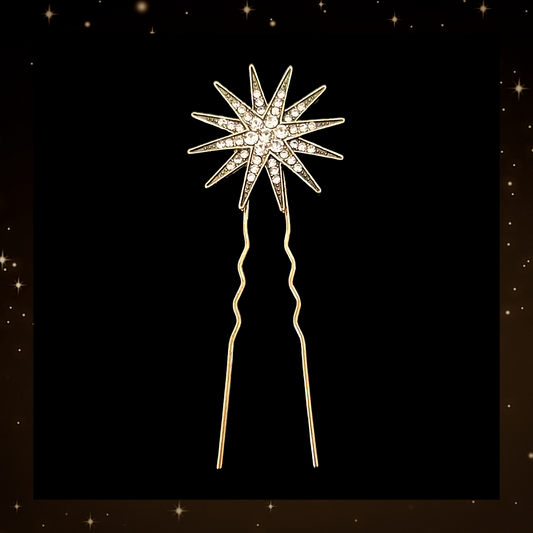 Celestial rhinestone star hair pin