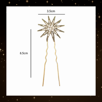 Celestial rhinestone star hair pin