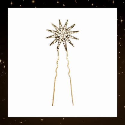 Celestial rhinestone star hair pin