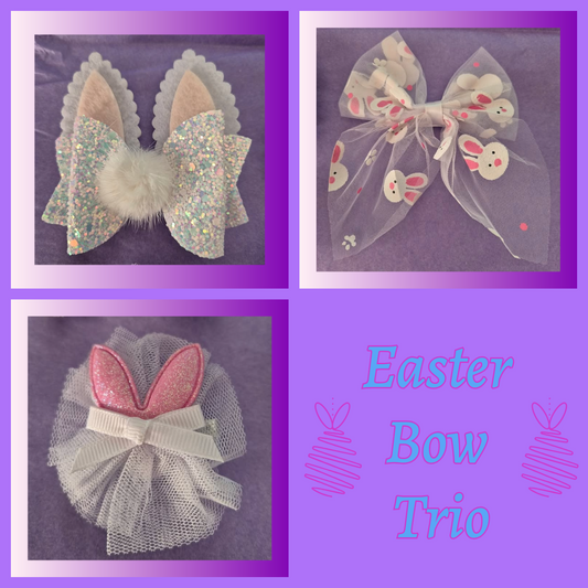 Easter Hair Bow Clip Trio