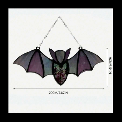 Acrylic black/purple stained glass effect gothic bat window wall hanging home décor