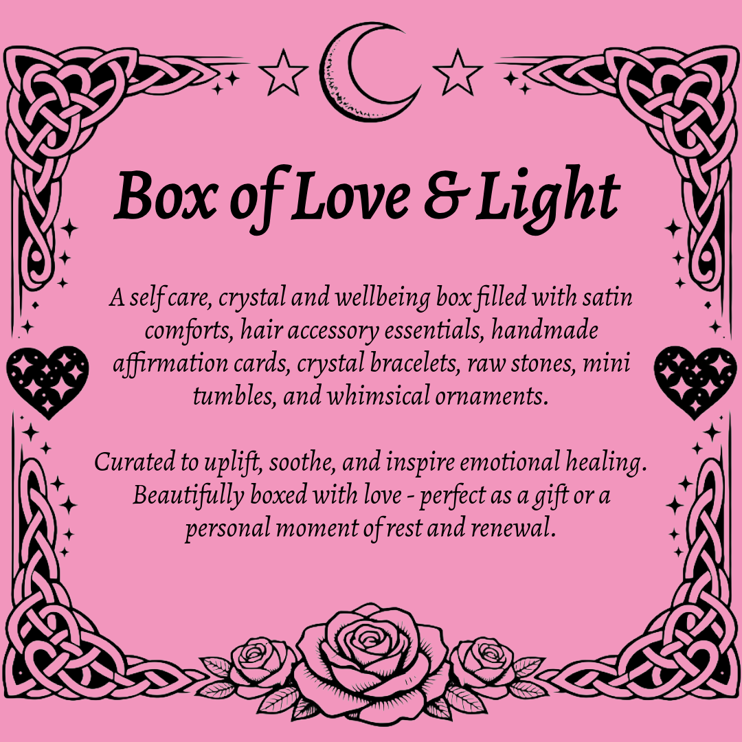 Luxury Love & Light Gift Box - Crystals, Satin Self‑Care, Ornaments & Wellbeing Healing Treasures