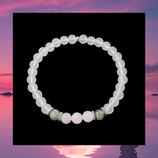Moonstone, Labradorite and Rose Quartz Gemstone Beaded Bracelet