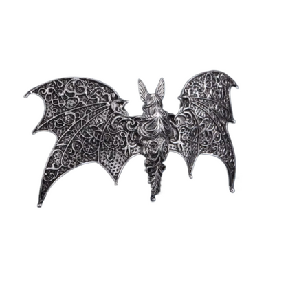 Silver Floral Winged Flying Bat Gothic Alternative Metal Hairpin Barrette Clip