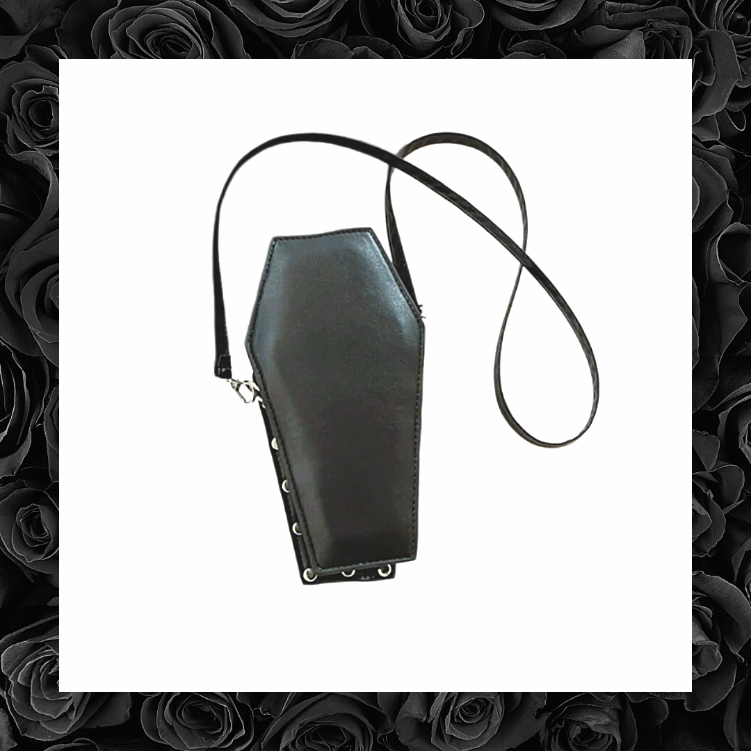 Rose Coffin Studded Gothic Crossbody Satchel Bag