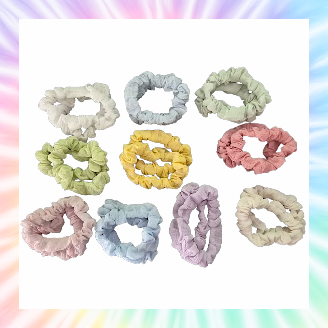 Chiffon mini hair scrunchies set of 10 pairs