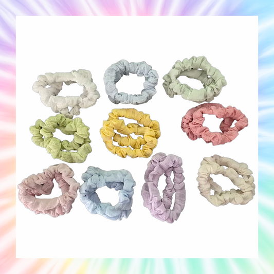 Chiffon mini hair scrunchies set of 10 pairs