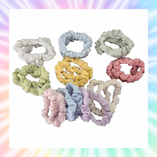 Chiffon mini hair scrunchies set of 10 pairs