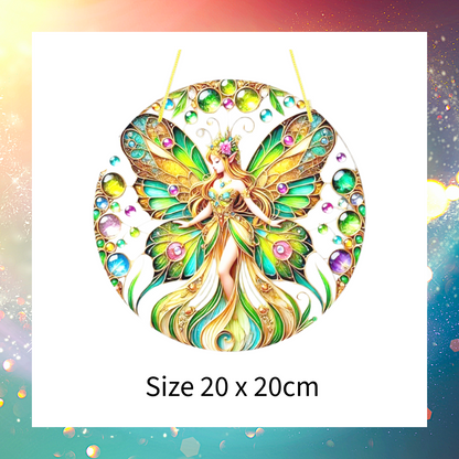 Enchanted Fairy Stained Glass Effect Suncatcher Window Hanging Décor