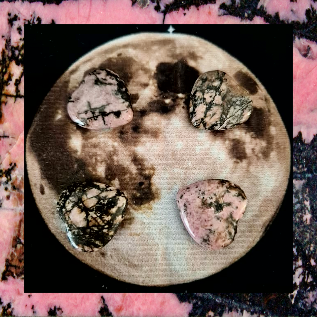 Rhodonite heart shaped polished crystal gemstone
