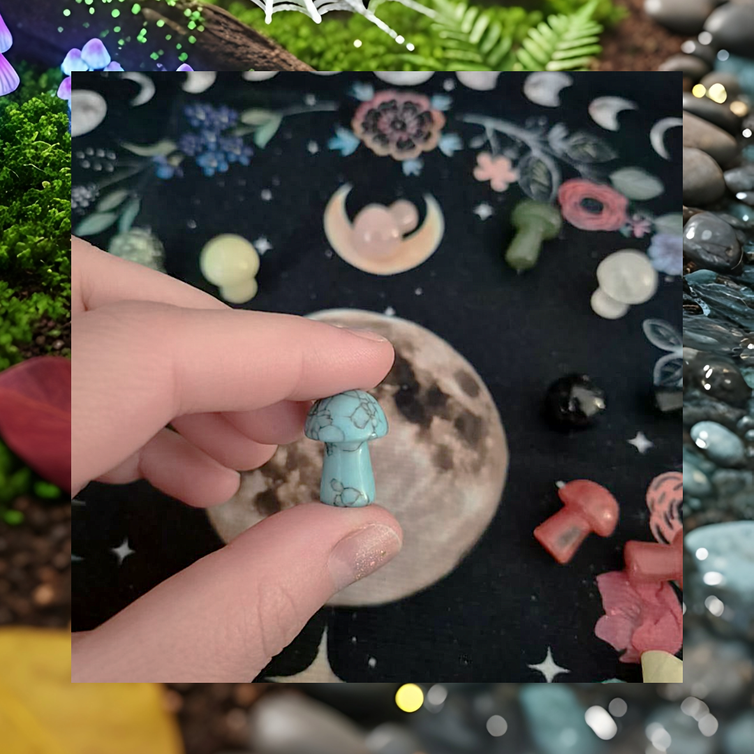 Gemstone Crystal Mushroom Carvings