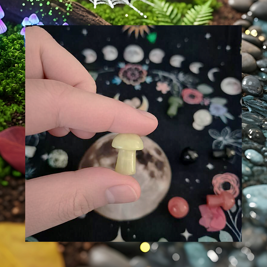 Gemstone Crystal Mushroom Carvings