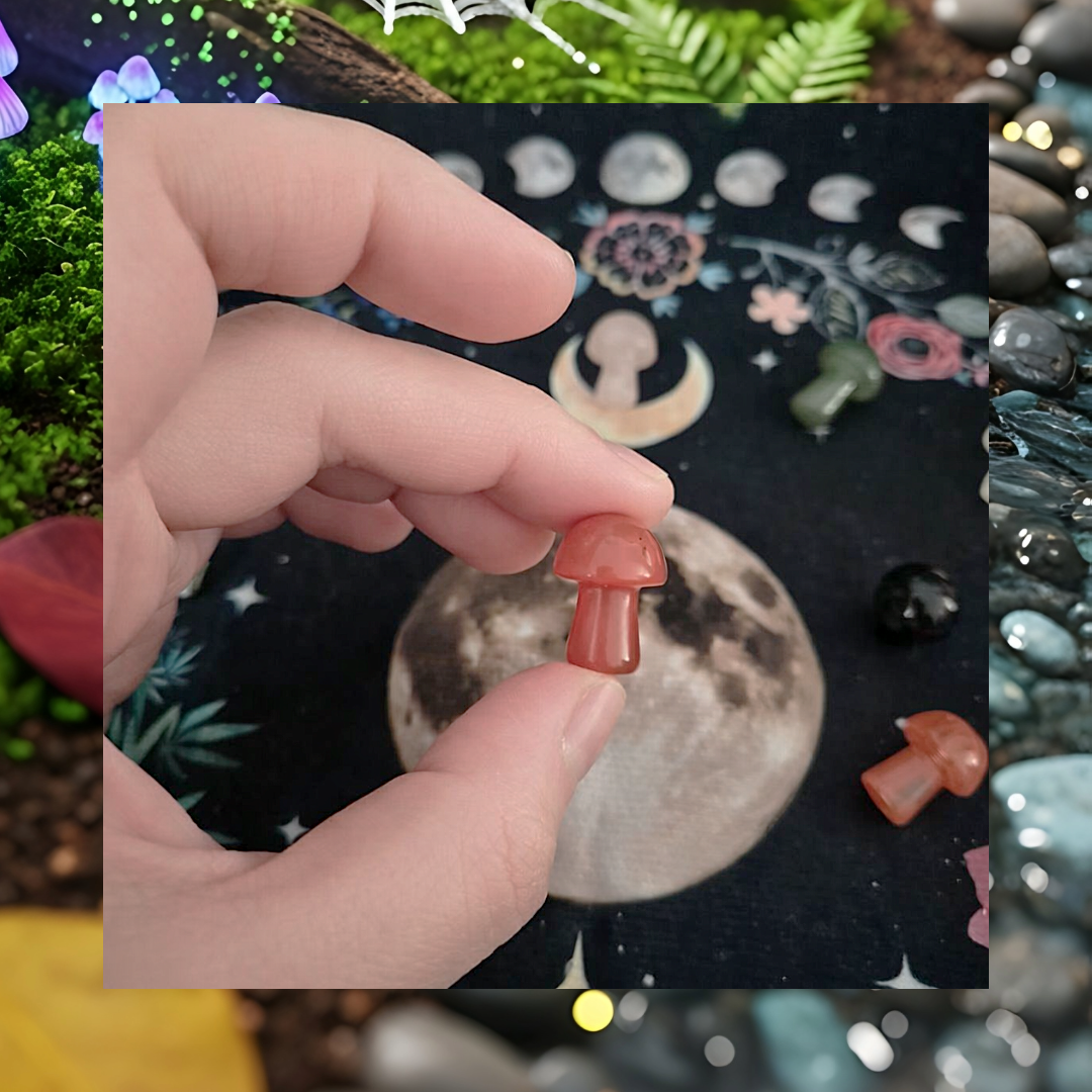 Gemstone Crystal Mushroom Carvings