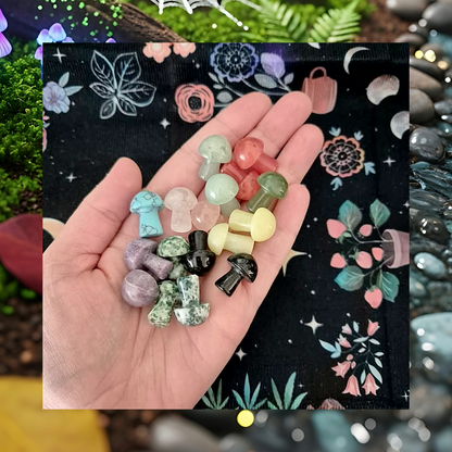 Gemstone Crystal Mushroom Carvings