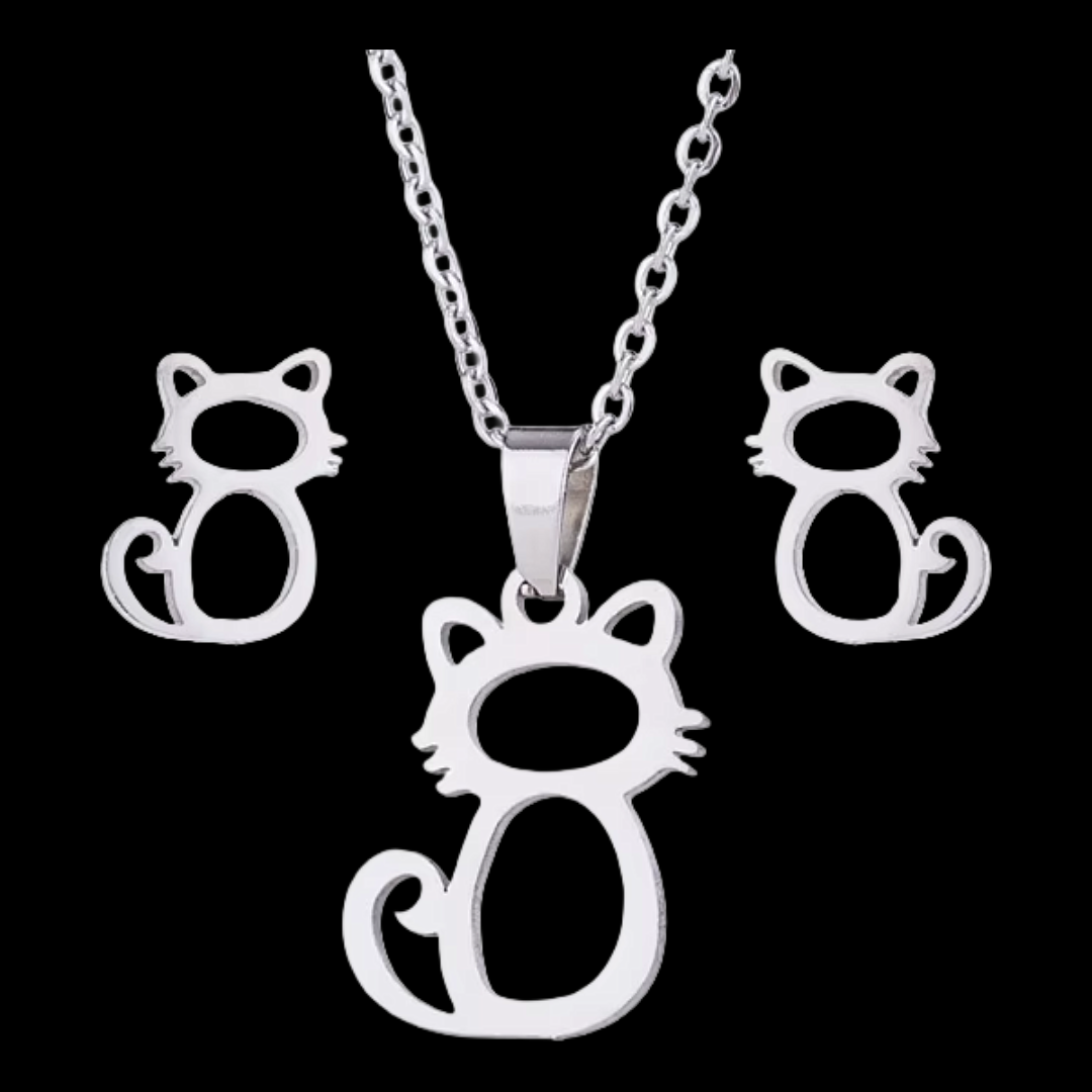 Cat Necklace and Earring Set