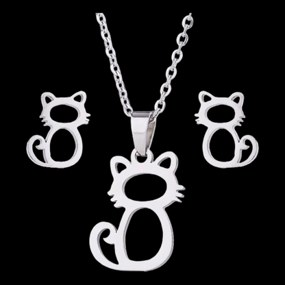 Cat Necklace and Earring Set