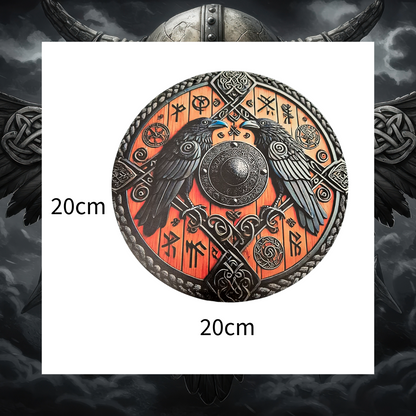 Viking Celtic Black Crown Raven Shield Wooden Sign Wall Plaque
