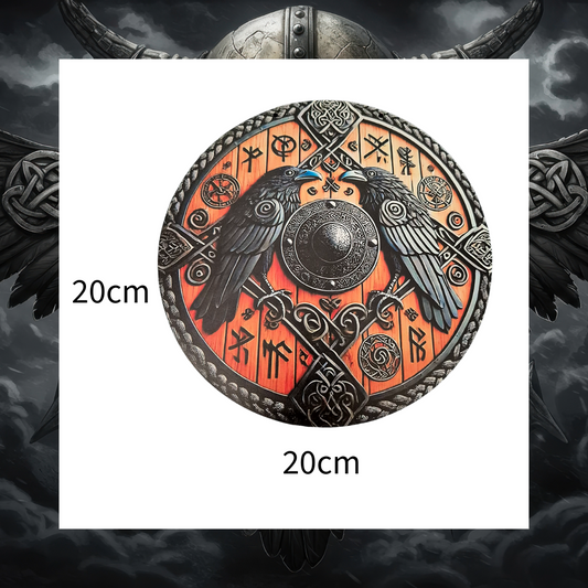 Viking Celtic Black Crown Raven Shield Wooden Sign Wall Plaque