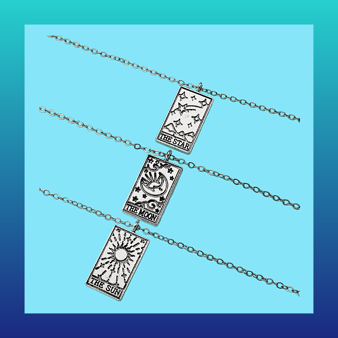 Tarot card style necklaces - the sun, the moon and the star