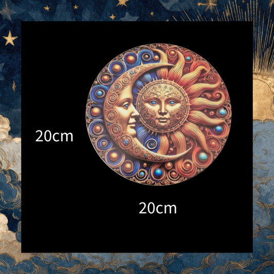 Celestial Golden Sun & Moon Round Aluminium Plaque Wall Art Décor