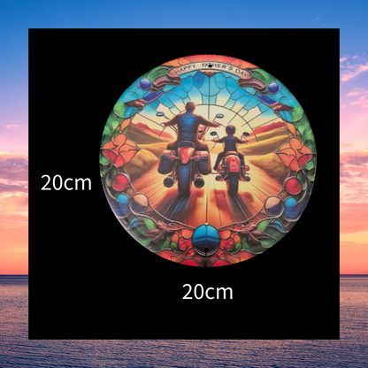 Happy Fathers Day Father and Son Motor Bike Riding Aluminium Wall Hanging Plaque