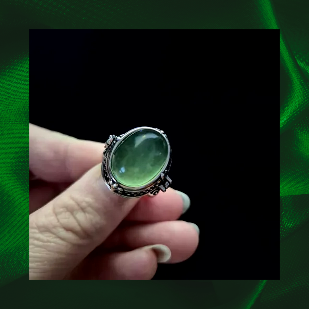 Fluorite Locket Adjustable Ring