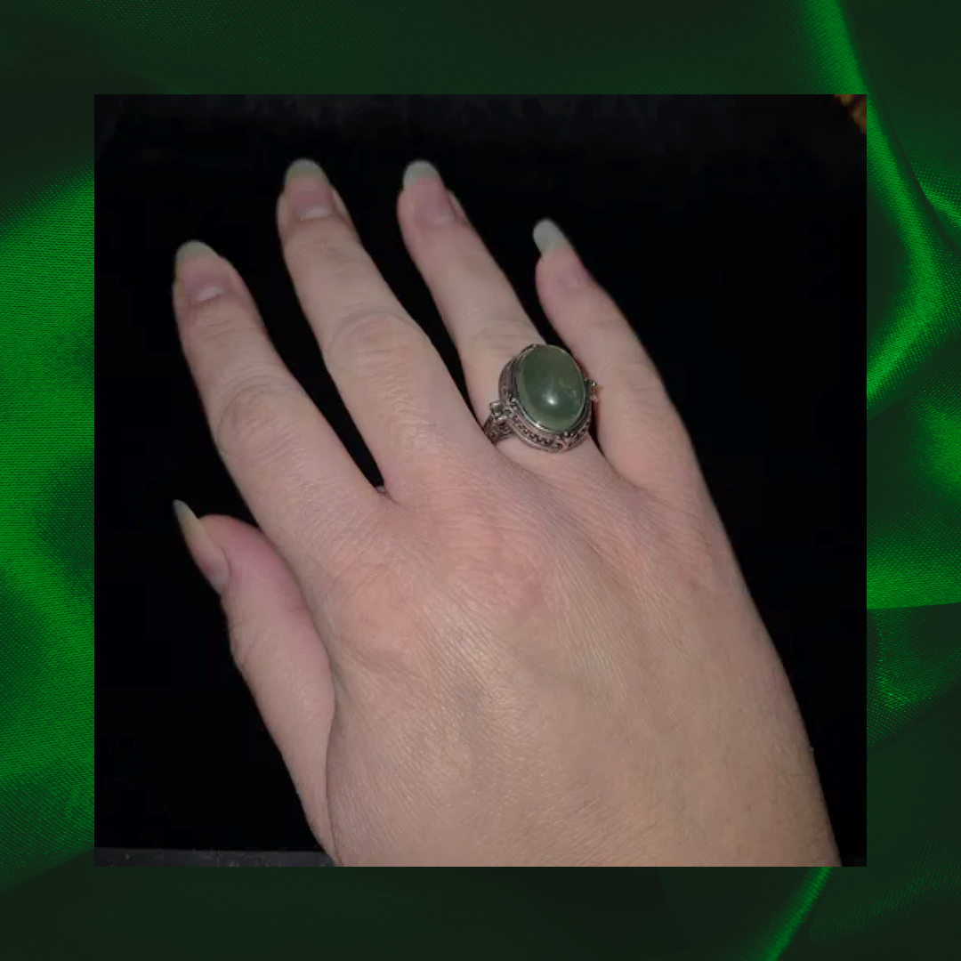 Fluorite Locket Adjustable Ring