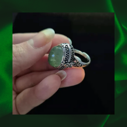 Fluorite Locket Adjustable Ring