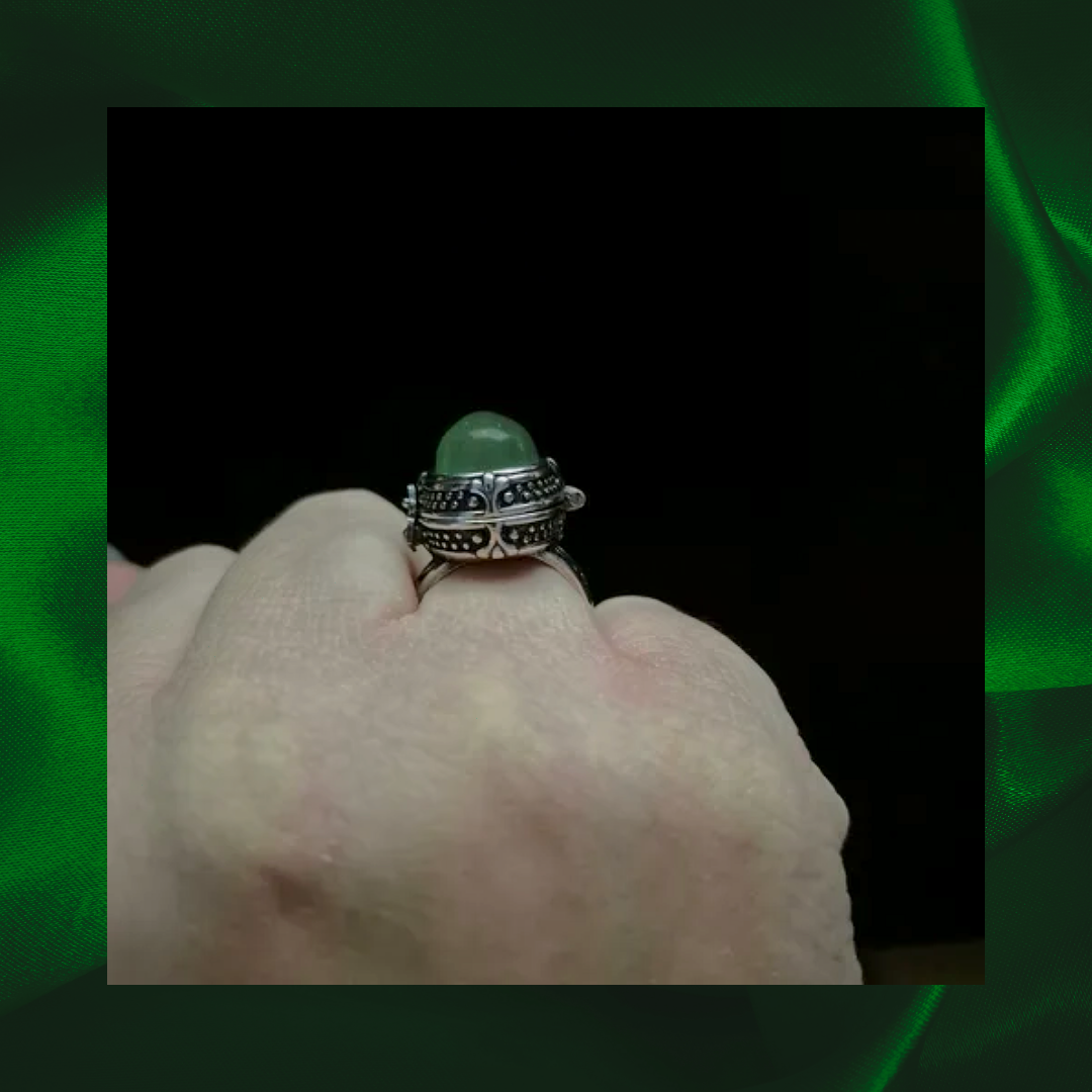 Fluorite Locket Adjustable Ring