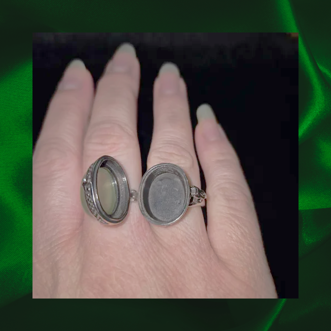 Fluorite Locket Adjustable Ring