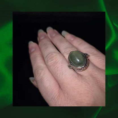 Fluorite Locket Adjustable Ring
