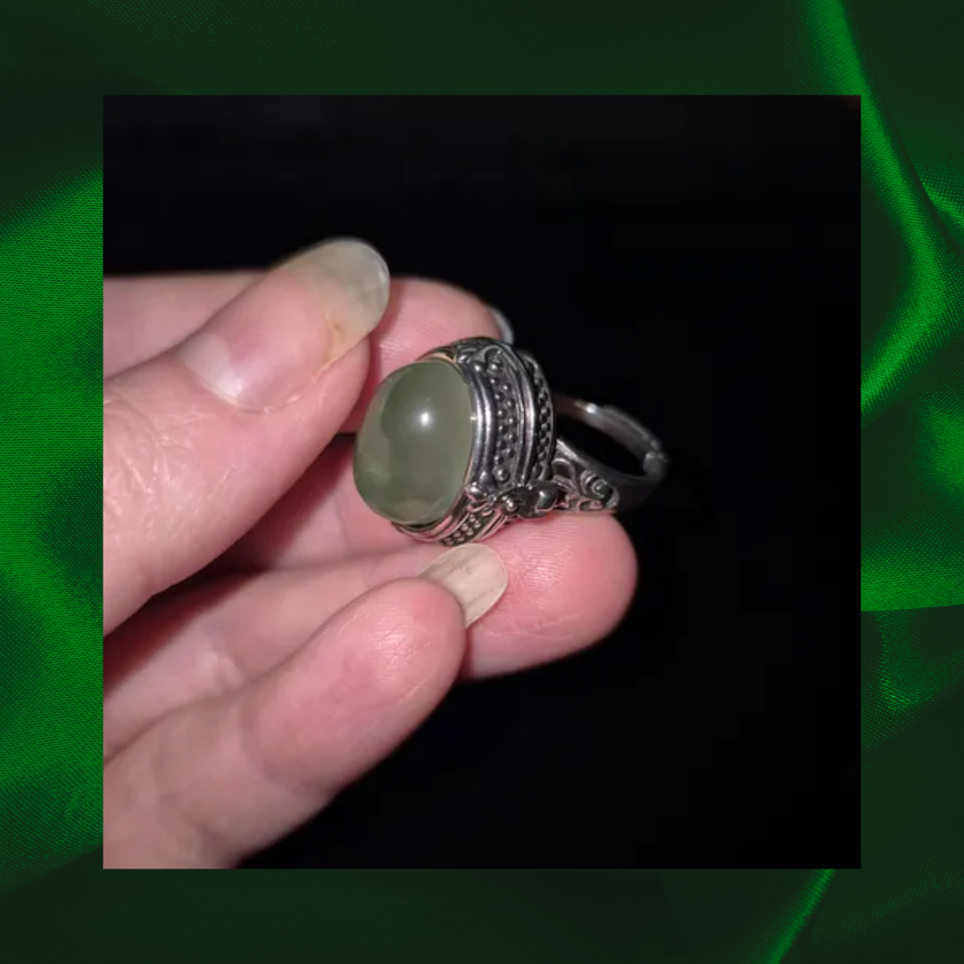 Fluorite Locket Adjustable Ring