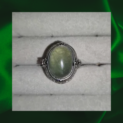 Fluorite Locket Adjustable Ring