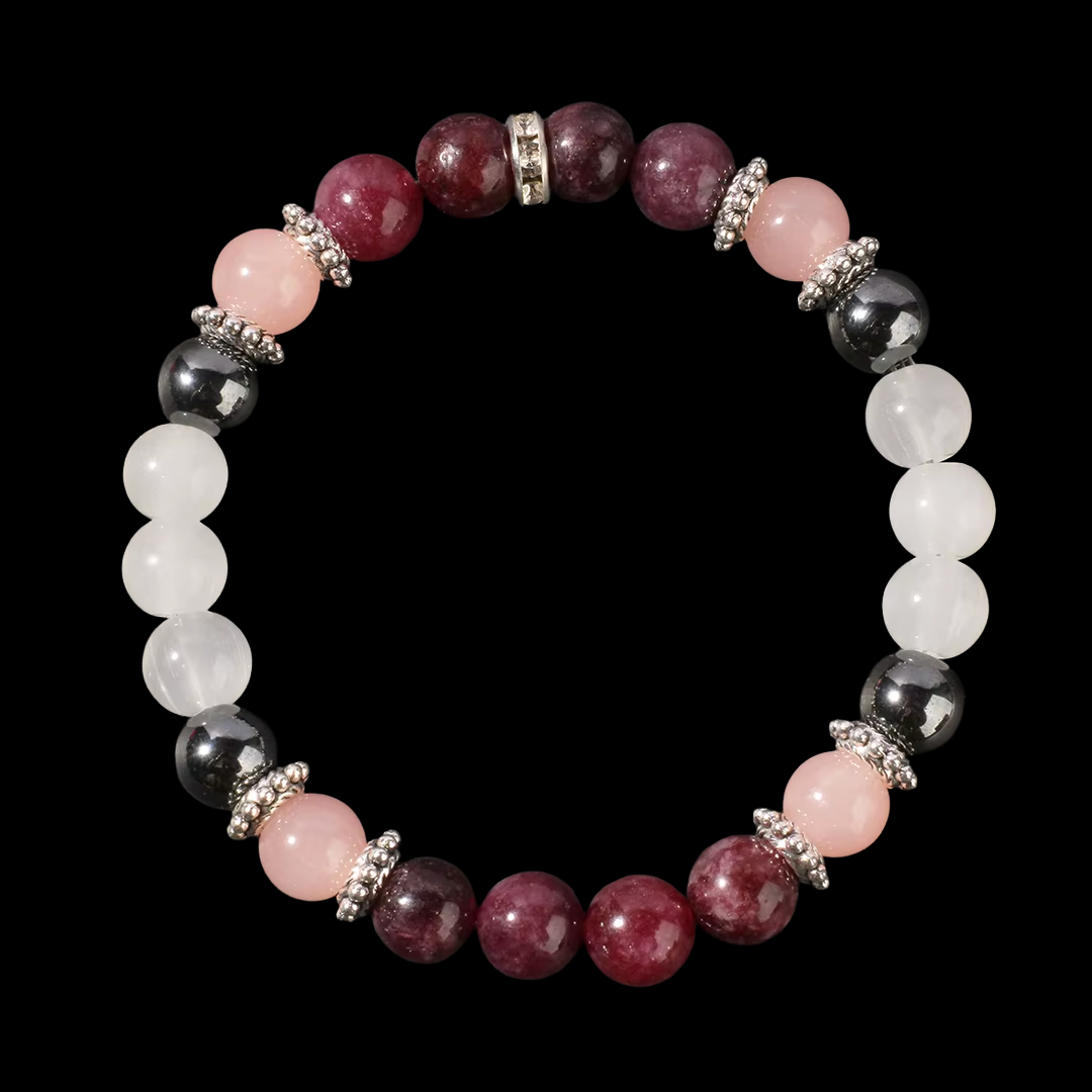 Garnet, Rose Quartz, Hematite, Milky Quartz Bracelet