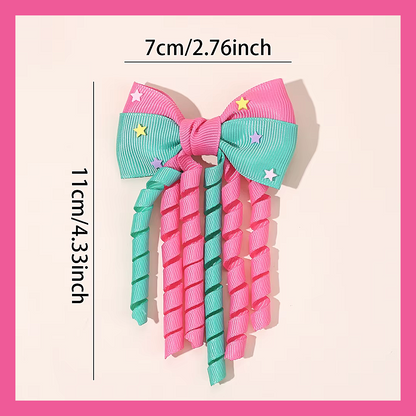 Cute Tassel Ribbon Curly Ponytail Starry Bow Hairpins Accessories