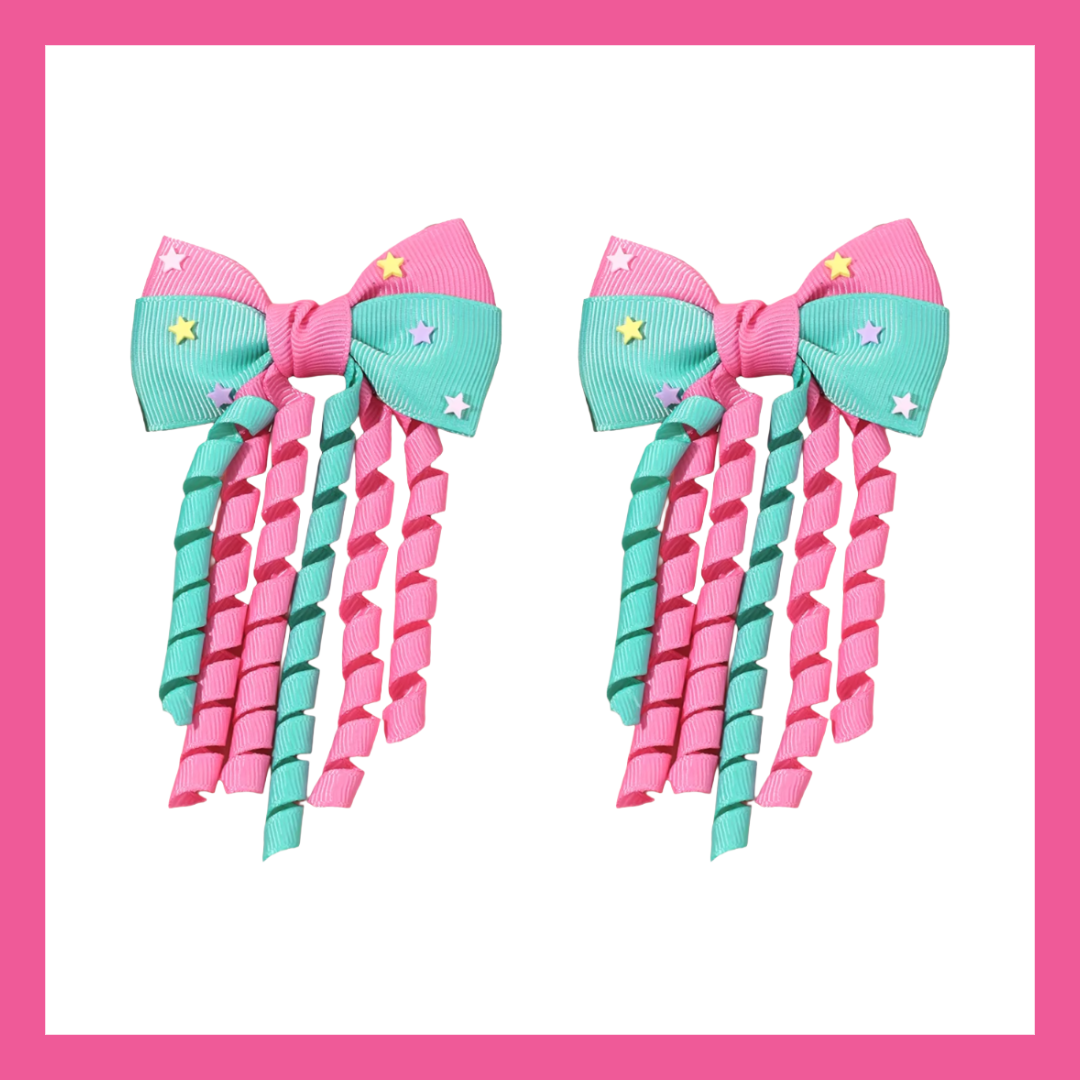 Cute Tassel Ribbon Curly Ponytail Starry Bow Hairpins Accessories