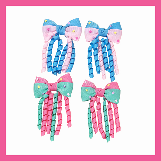 Cute Tassel Ribbon Curly Ponytail Starry Bow Hairpins Accessories