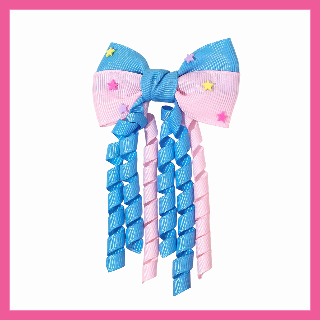 Cute Tassel Ribbon Curly Ponytail Starry Bow Hairpins Accessories