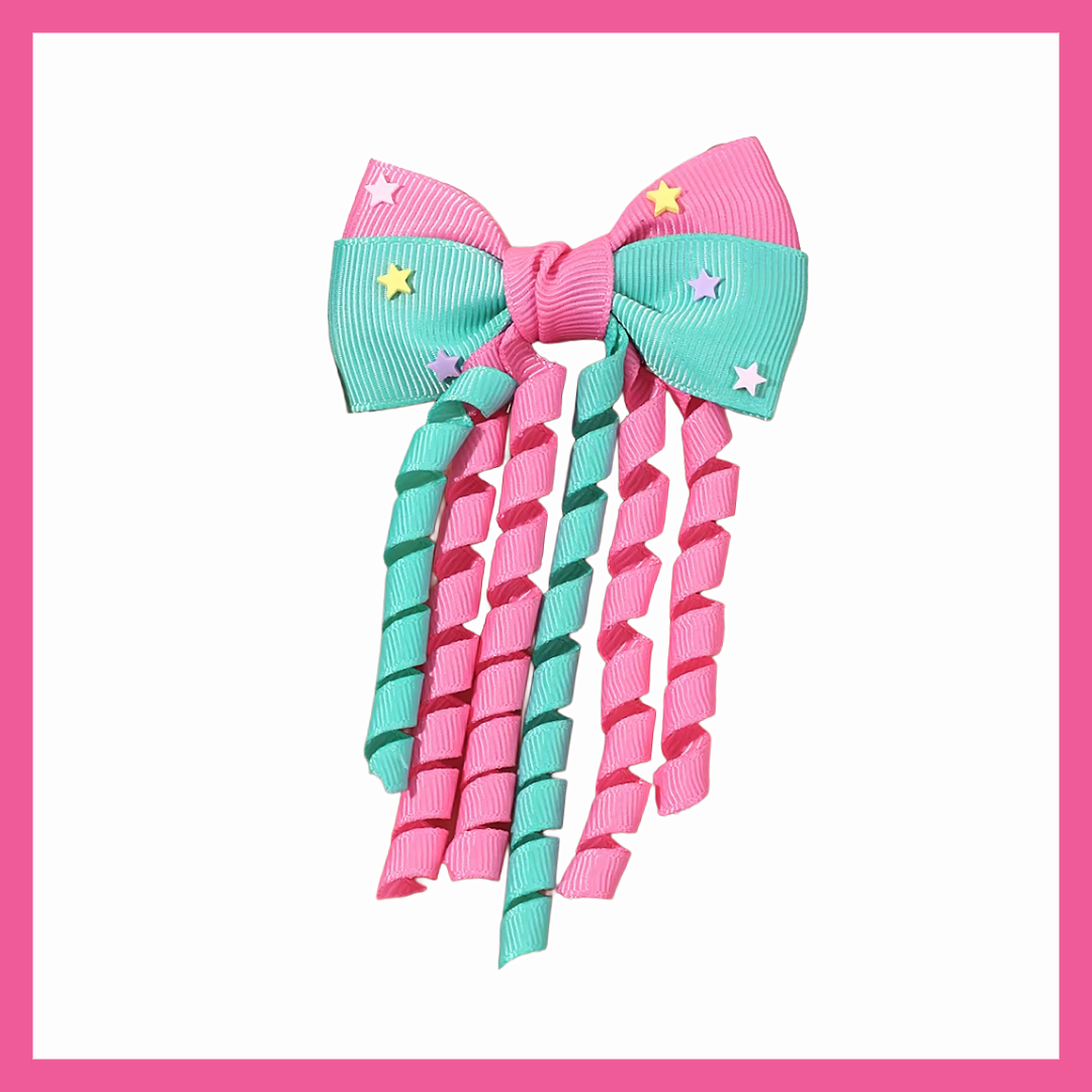 Cute Tassel Ribbon Curly Ponytail Starry Bow Hairpins Accessories