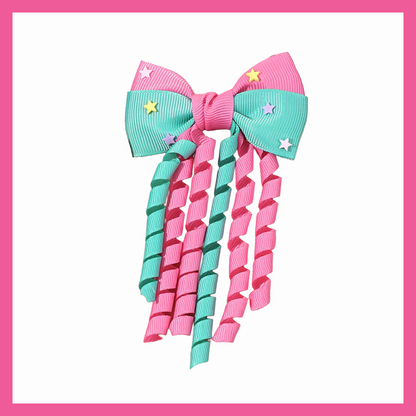 Cute Tassel Ribbon Curly Ponytail Starry Bow Hairpins Accessories