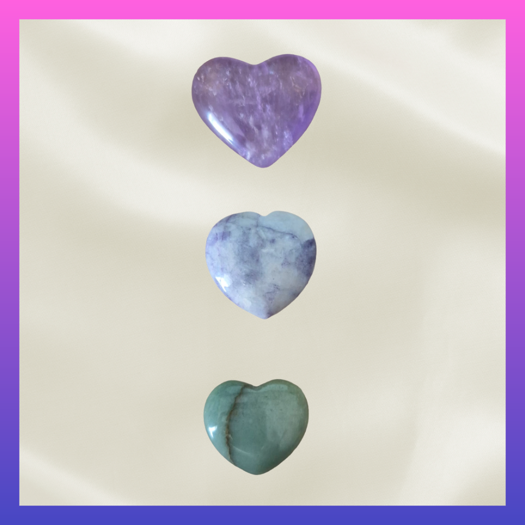 Heart Harmony Trio – Amethyst • Dream Amethyst • Green Aventurine