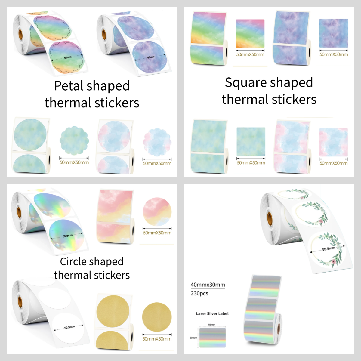 Sample thermal sticker boxes