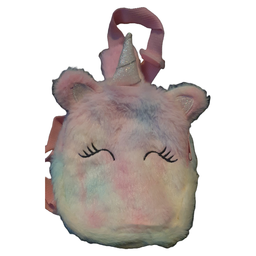 Fluffy mini plush unicorn shoulder bag backpack