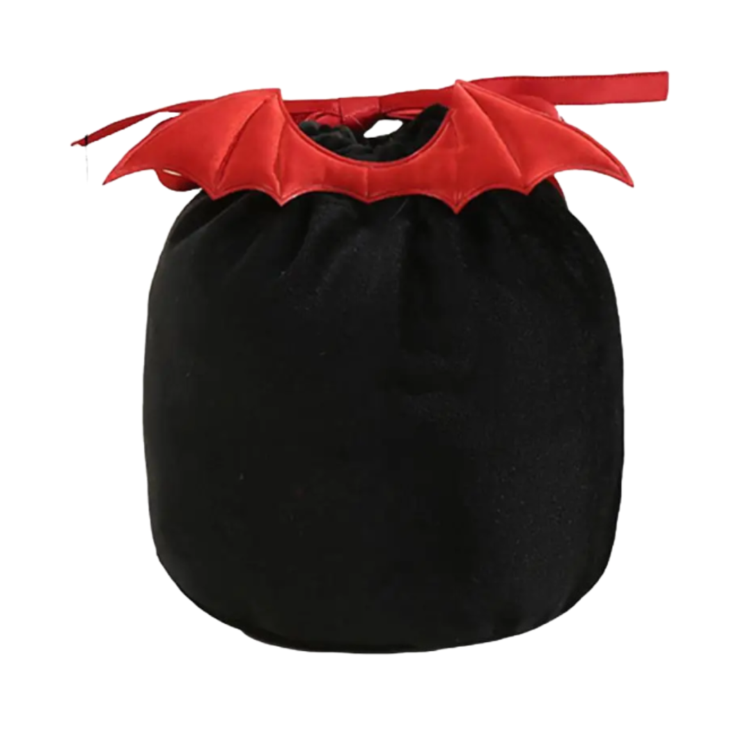 Velvet Halloween Vampire Bat Pumpkin Treat Gift Bags With Ribbon Drawstring Close Plain