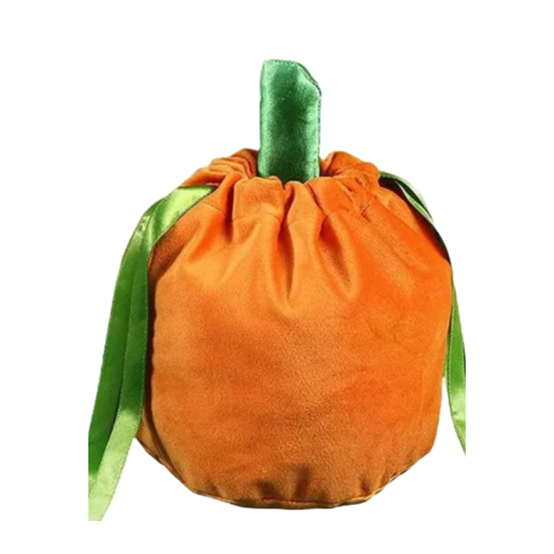 Velvet Halloween Vampire Bat Pumpkin Treat Gift Bags With Ribbon Drawstring Close Plain