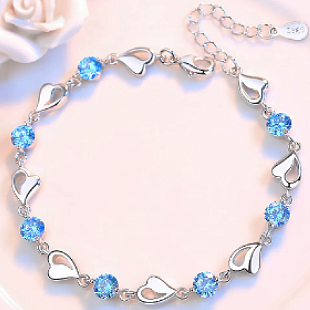 Heart and cubic zirconia bracelet