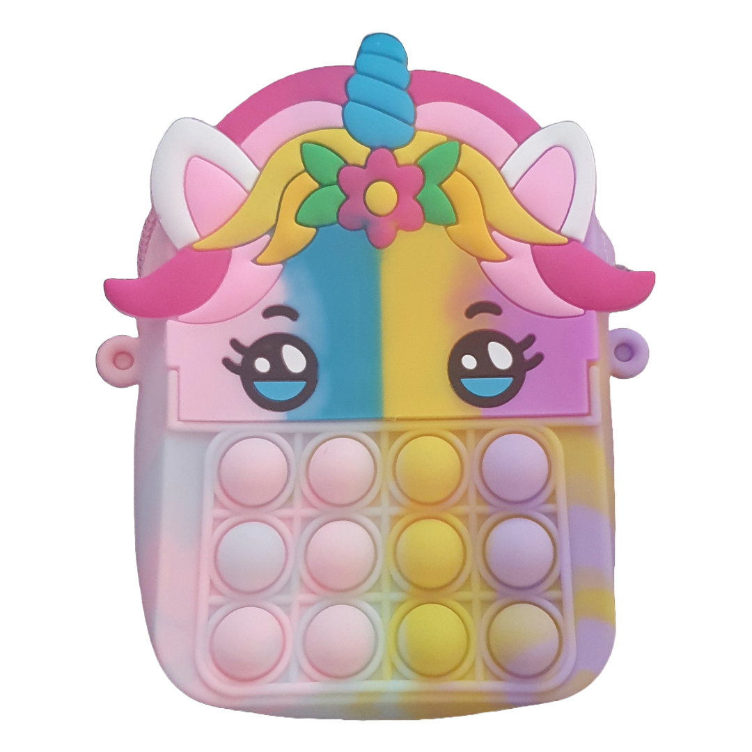 Unicorn pop it fidget silicon bag