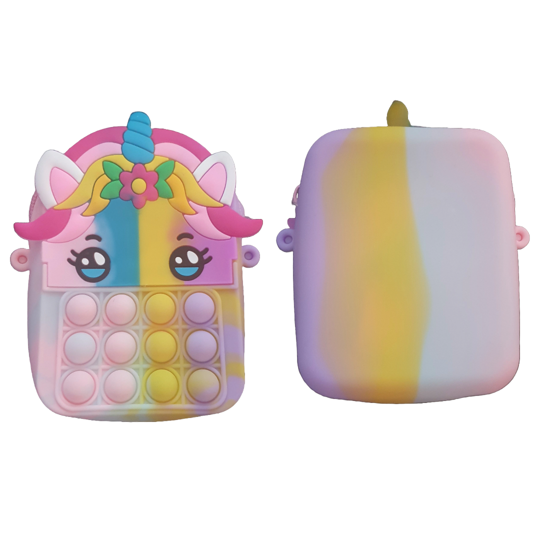 Unicorn pop it fidget silicon bag