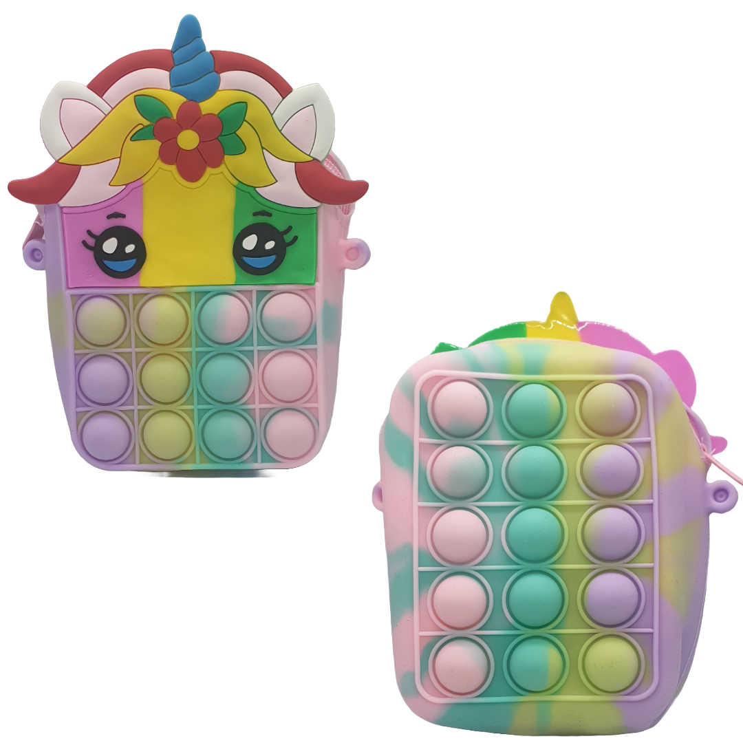 Unicorn pop it fidget silicon bag