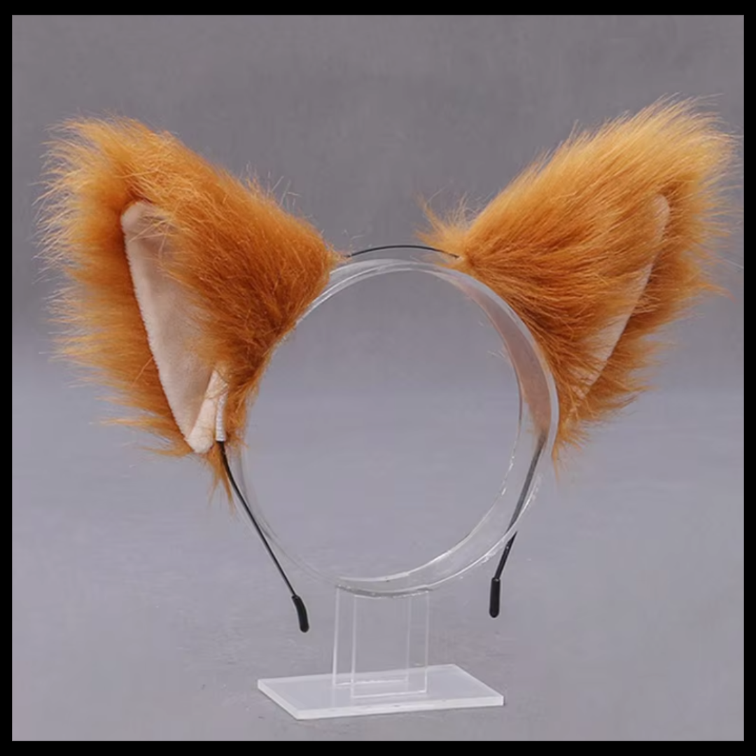 Animal faux fur cat fox fluffy ear headband